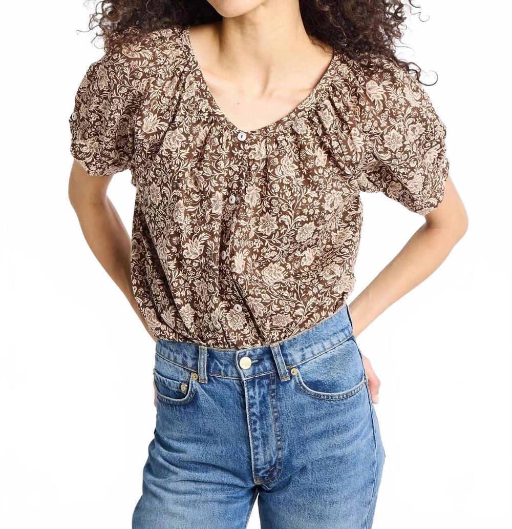 NEW MILLE naomi top in cocoa floral
